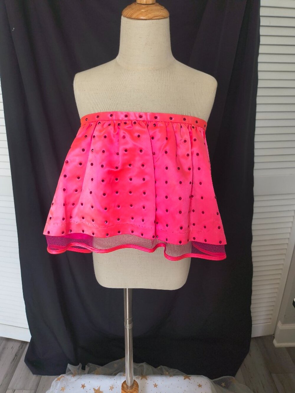 RARE Vintage BETSEY JOHNSON Runway Rhinestone Hot Pink Tube Top Mini Skirt